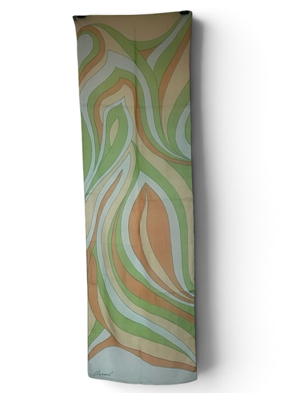 Vintage 1960s Burmel Swirl Abstract Sheer Silk Blend Oblong Scarf Made in Japan